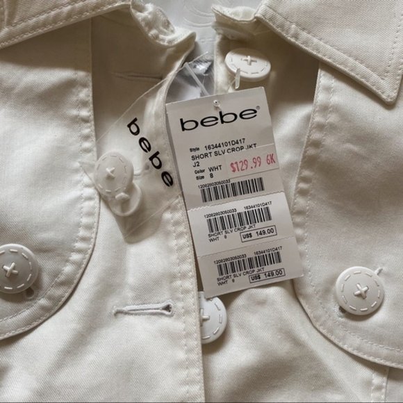 NWT Bebe White Crop Top Jacket 8 - Picture 6 of 9